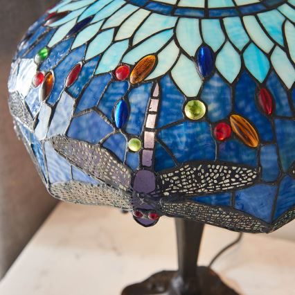 Endon 64089 - Stona lampa Tiffany DRAGONFLY 2xE27/60W/230V, prečnik 41 cm