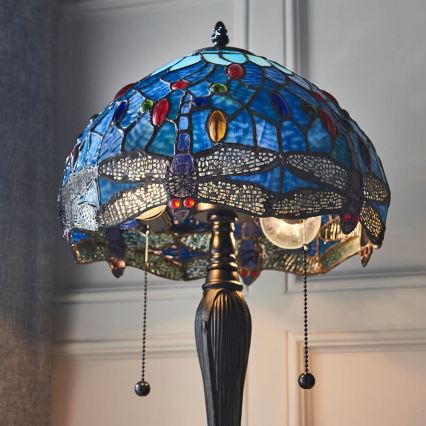 Endon 64090 - Stona lampa Tiffany DRAGONFLY 2xE27/60W/230V prečnik 30 cm
