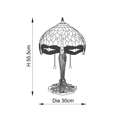 Endon 64090 - Stona lampa Tiffany DRAGONFLY 2xE27/60W/230V prečnik 30 cm