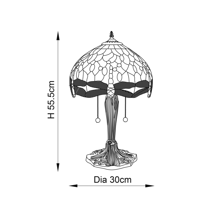 Endon 64090 - Stona lampa Tiffany DRAGONFLY 2xE27/60W/230V prečnik 30 cm