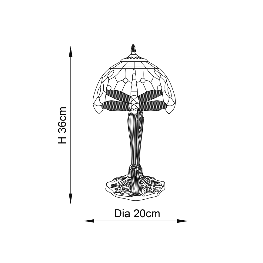 Endon 64091 - Stona lampa Tiffany DRAGONFLY 1xE14/40W/230V prečnik 20 cm
