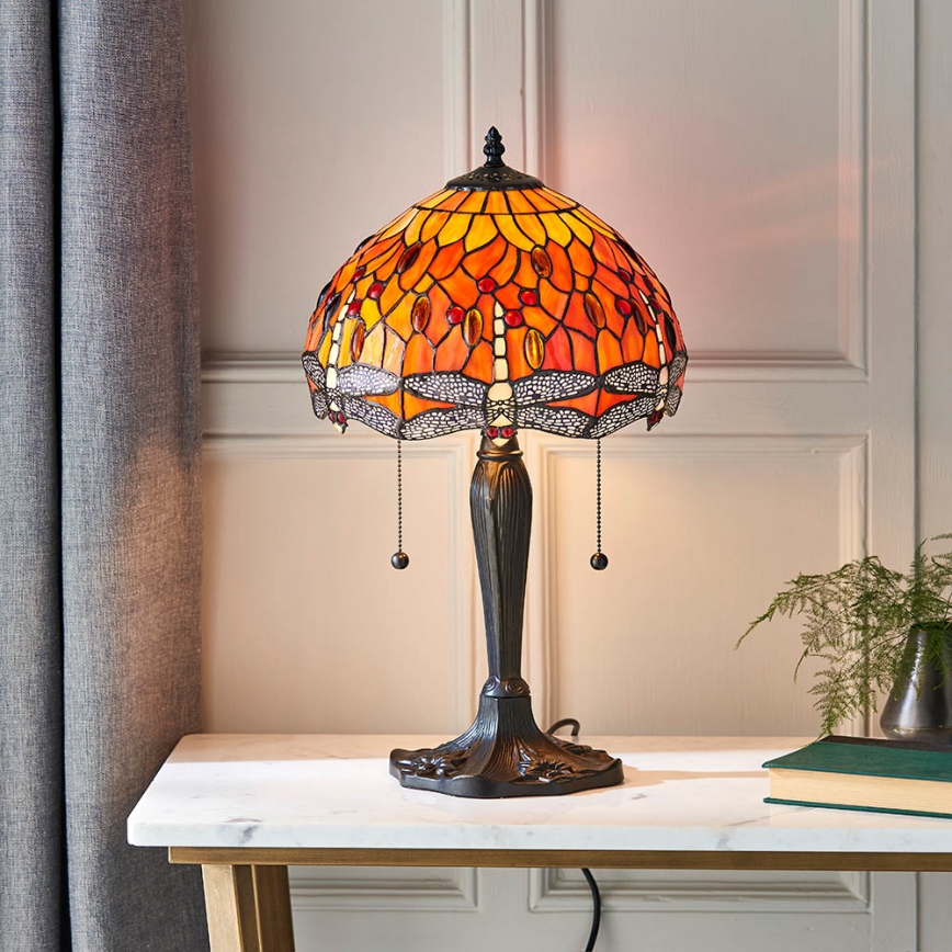 Endon 64092 - Stona lampa Tiffany DRAGONFLY 2xE27/60W/230V prečnik 30 cm