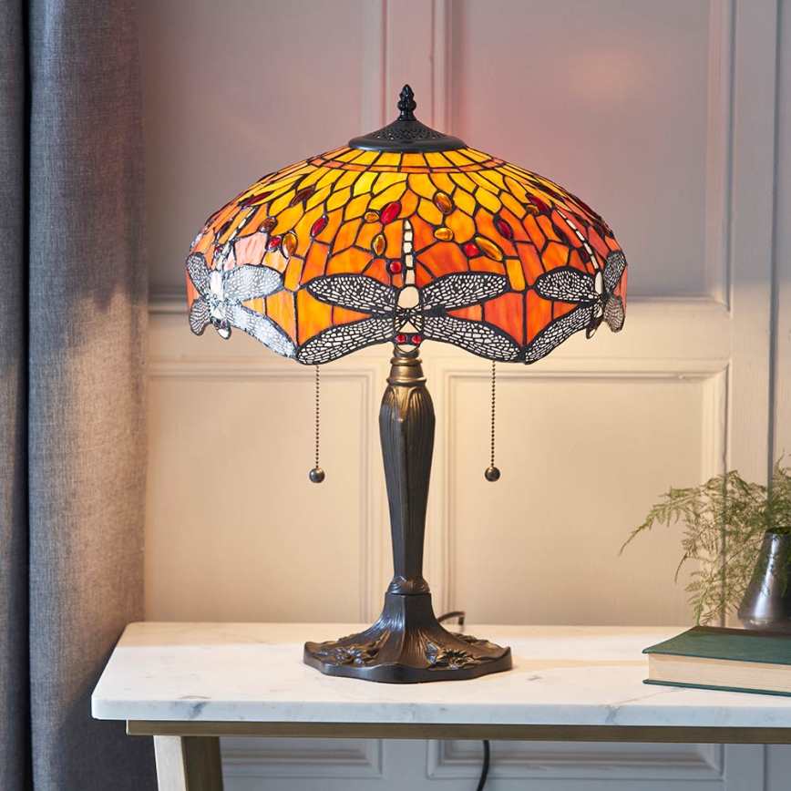 Endon 64093 - Stona lampa Tiffany DRAGONFLY 2xE27/60W/230V prečnik 41 cm