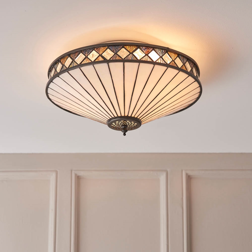 Endon 64145 - Plafonska svetiljka Tiffany FARGO 2xE27/60W/230V, prečnik 41,5 cm