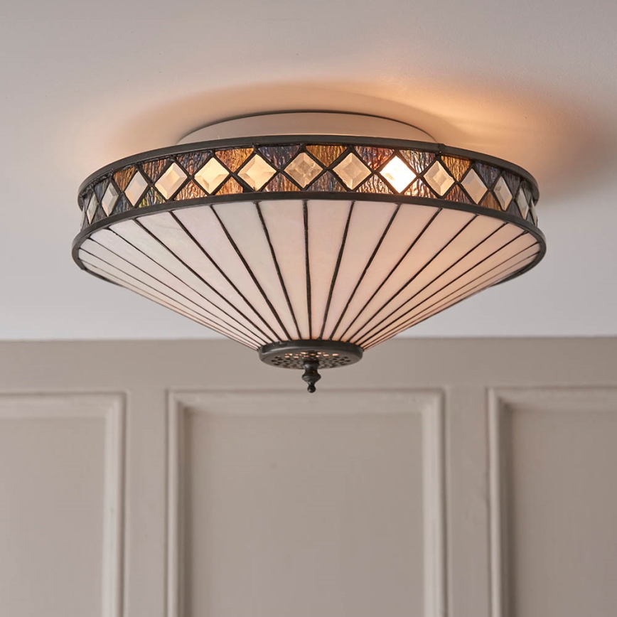 Endon 64145 - Plafonska svetiljka Tiffany FARGO 2xE27/60W/230V, prečnik 41,5 cm