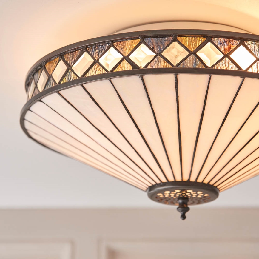 Endon 64145 - Plafonska svetiljka Tiffany FARGO 2xE27/60W/230V, prečnik 41,5 cm