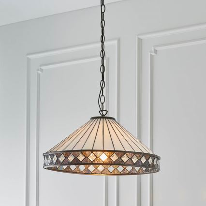 Endon 64147 - Luster na lancu Tiffany FARGO 1xE27/60W/230V prečnik 50 cm