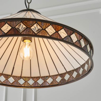 Endon 64147 - Luster na lancu Tiffany FARGO 1xE27/60W/230V prečnik 50 cm