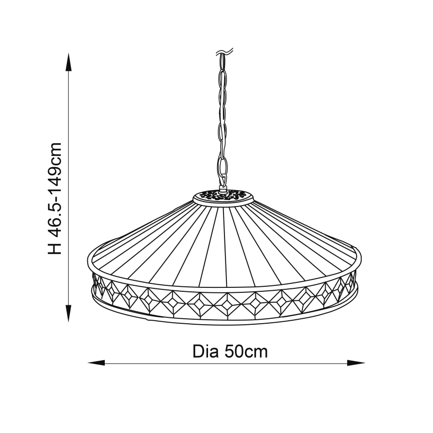 Endon 64147 - Luster na lancu Tiffany FARGO 1xE27/60W/230V prečnik 50 cm
