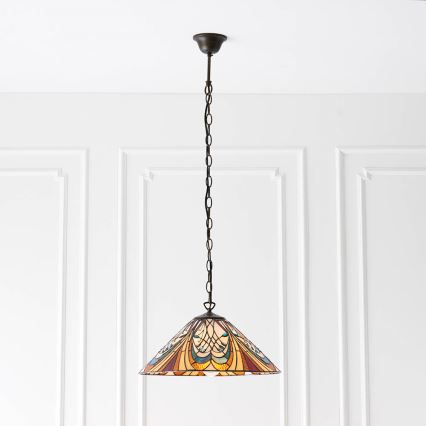 Endon 64162 - Luster na lancu Tiffany HECTOR 1xE27/60W/230V prečnik 40 cm