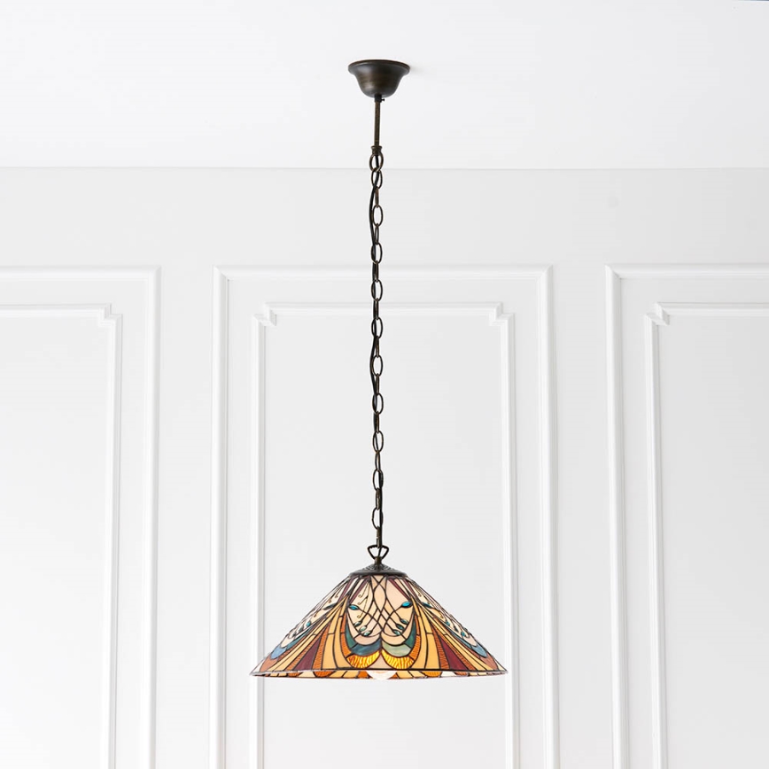 Endon 64162 - Luster na lancu Tiffany HECTOR 1xE27/60W/230V prečnik 40 cm