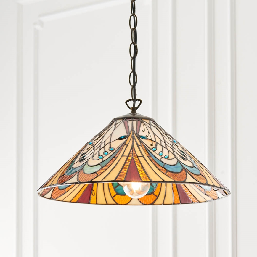 Endon 64162 - Luster na lancu Tiffany HECTOR 1xE27/60W/230V prečnik 40 cm