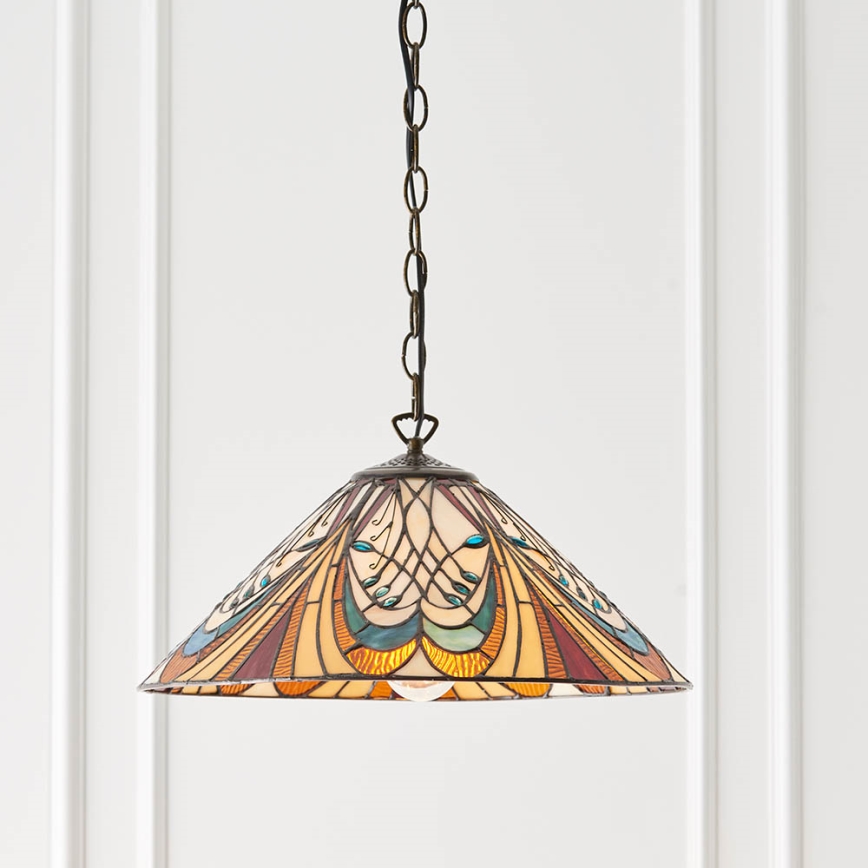 Endon 64162 - Luster na lancu Tiffany HECTOR 1xE27/60W/230V prečnik 40 cm
