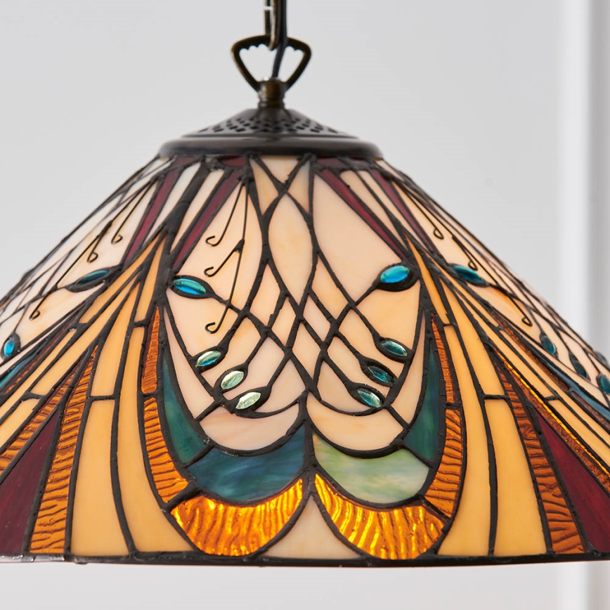 Endon 64162 - Luster na lancu Tiffany HECTOR 1xE27/60W/230V prečnik 40 cm
