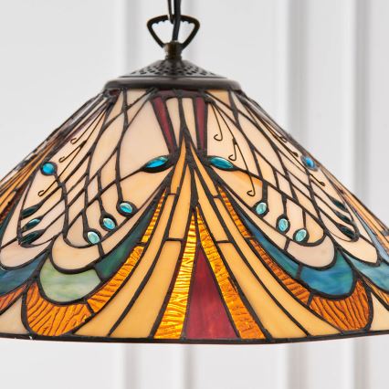 Endon 64162 - Luster na lancu Tiffany HECTOR 1xE27/60W/230V prečnik 40 cm