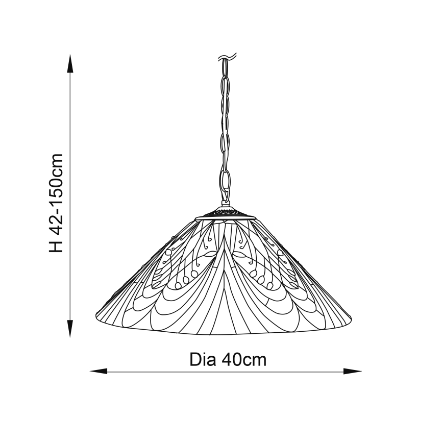 Endon 64162 - Luster na lancu Tiffany HECTOR 1xE27/60W/230V prečnik 40 cm