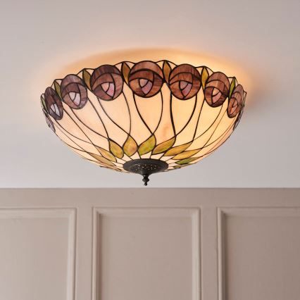 Endon 64173 - Plafonsko svetlo Tiffany HUTCHINSON 2xE27/60W/230V prečnik 50 cm