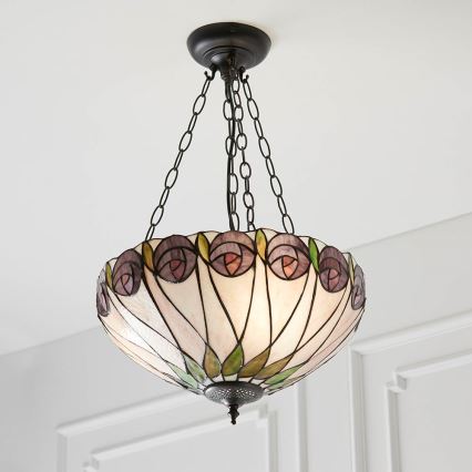 Endon 64175 - Luster na lancu Tiffany HUTCHINSON 3xE27/60W/230V pr. 40 cm