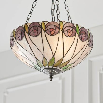 Endon 64175 - Luster na lancu Tiffany HUTCHINSON 3xE27/60W/230V pr. 40 cm