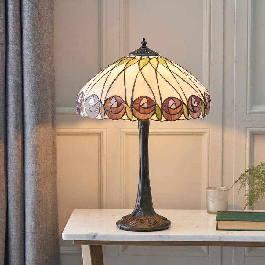Endon 64177 - Stona lampa Tiffany HUTCHINSON 1xE27/60W/230V, prečnika 40 cm