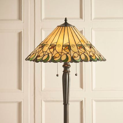 Endon 64192 - Podna lampa Tiffany JAMELIA 2xE27/60W/230V, prečnik 50 cm