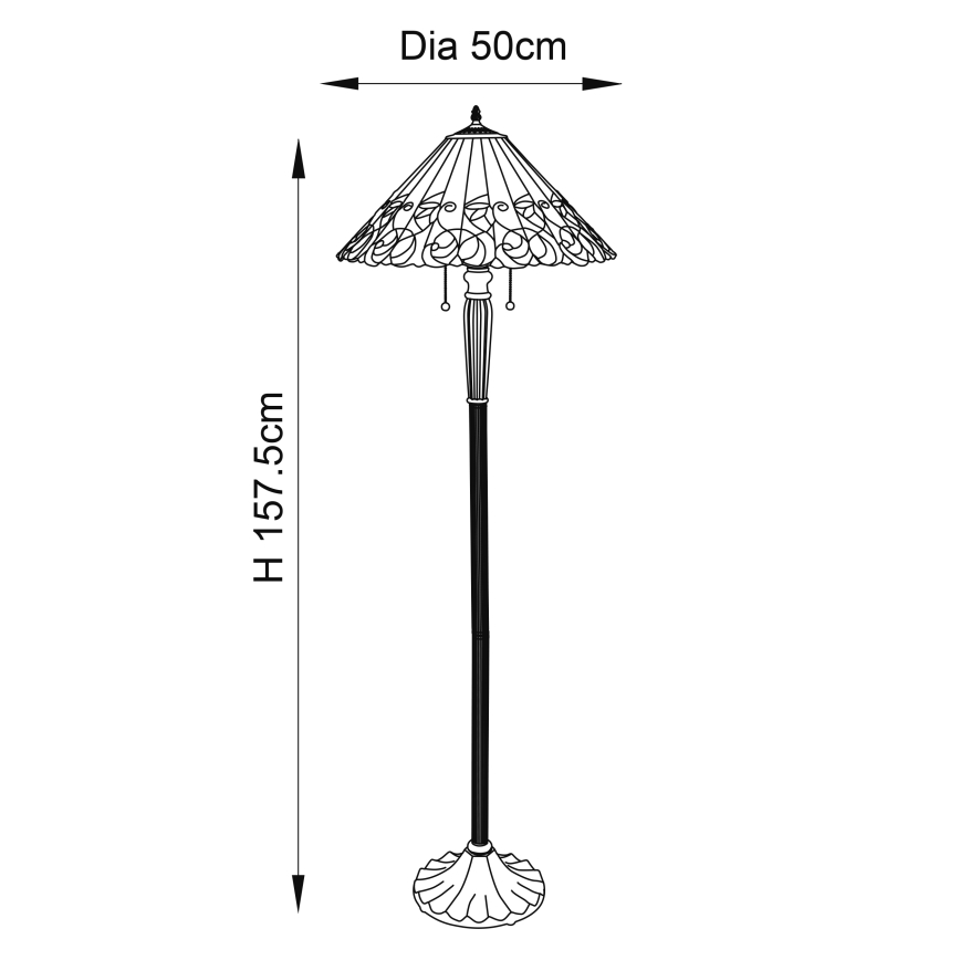 Endon 64192 - Podna lampa Tiffany JAMELIA 2xE27/60W/230V, prečnik 50 cm