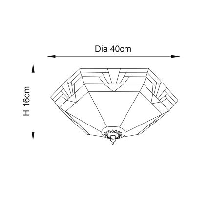 Endon 64284 - Plafonska svetiljka Tiffany NEVADA 2xE27/60W/230V prečnik 40 cm