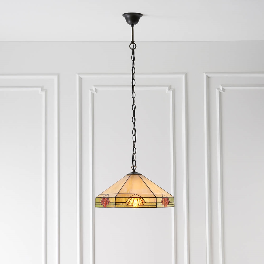 Endon 64285 - Luster na lancu Tiffany NEVADA 1xE27/60W/230V prečnik 35 cm