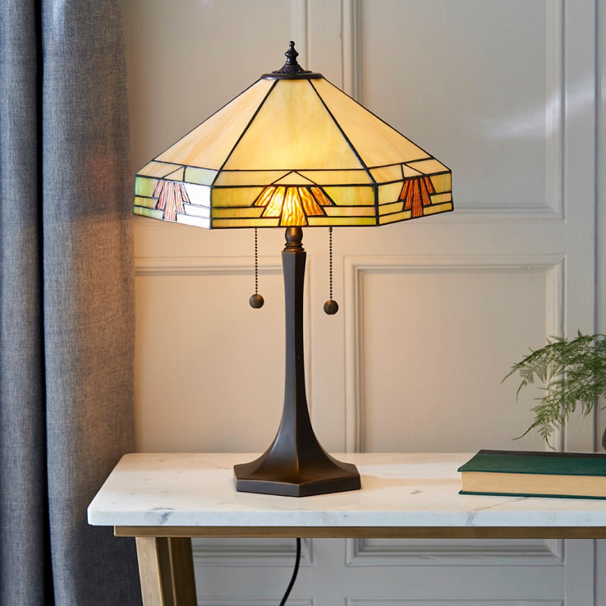 Endon 64286 - Stona lampa Tiffany NEVADA 2xE27/60W/230V, prečnik 40 cm