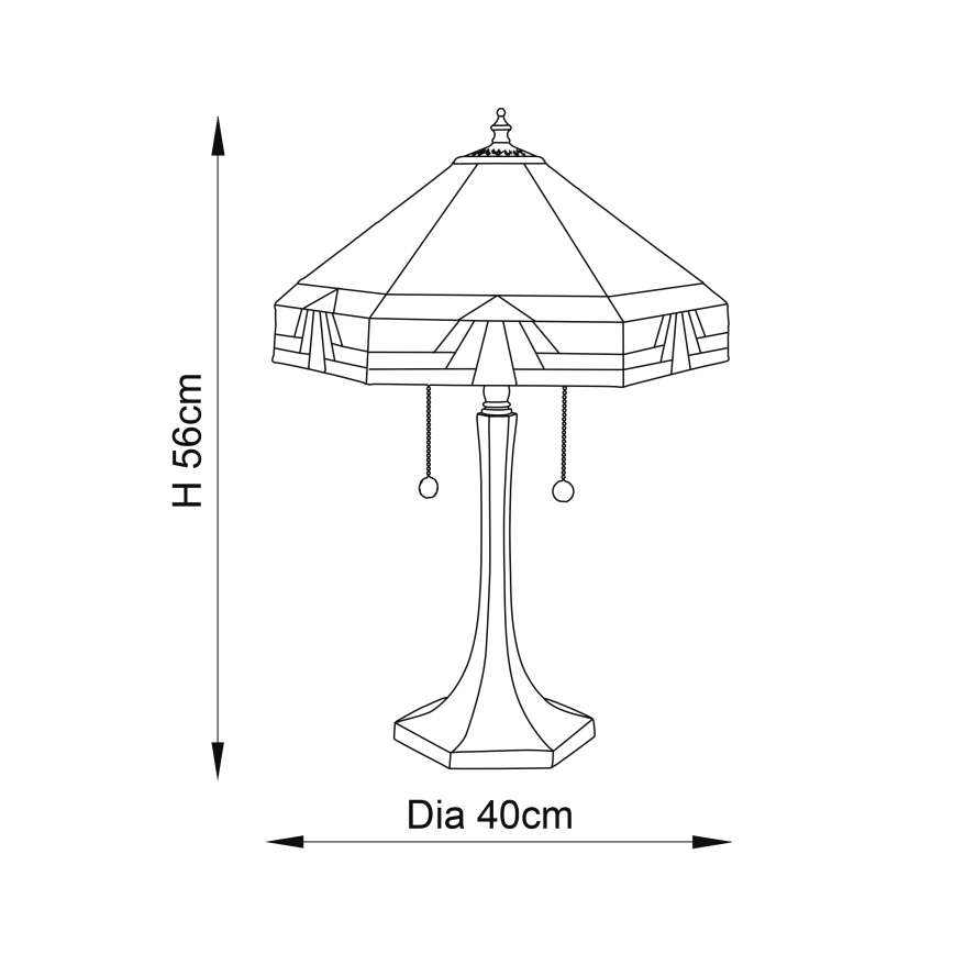 Endon 64286 - Stona lampa Tiffany NEVADA 2xE27/60W/230V, prečnik 40 cm