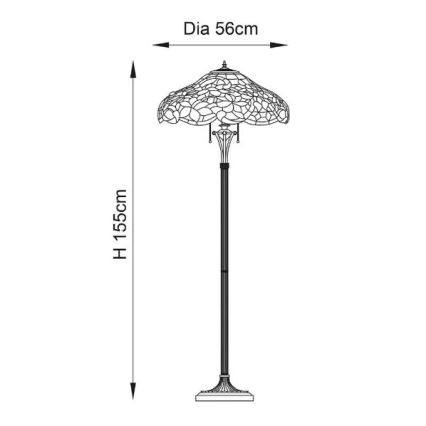 Endon 64323 - Podna lampa Tiffany SULLIVAN 2xE27/60W/230V prečnik 56 cm