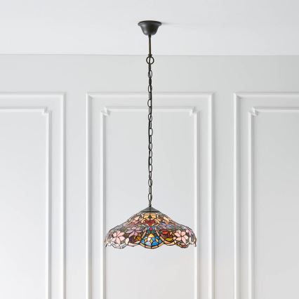 Endon 64325 - Luster na lancu Tiffany SULLIVAN 1xE27/60W/230V prečnik 40 cm