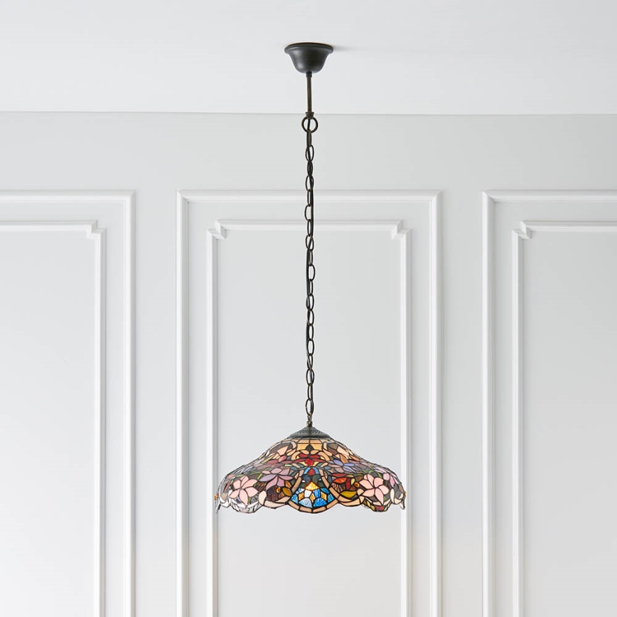 Endon 64325 - Luster na lancu Tiffany SULLIVAN 1xE27/60W/230V prečnik 40 cm