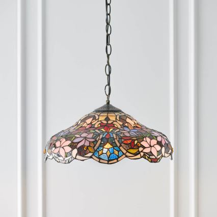 Endon 64325 - Luster na lancu Tiffany SULLIVAN 1xE27/60W/230V prečnik 40 cm