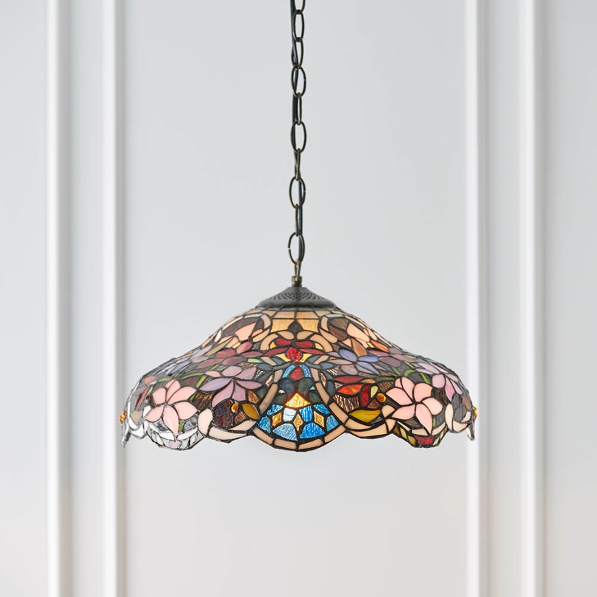 Endon 64325 - Luster na lancu Tiffany SULLIVAN 1xE27/60W/230V prečnik 40 cm