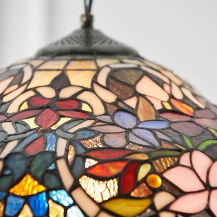 Endon 64325 - Luster na lancu Tiffany SULLIVAN 1xE27/60W/230V prečnik 40 cm