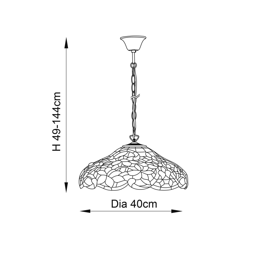 Endon 64325 - Luster na lancu Tiffany SULLIVAN 1xE27/60W/230V prečnik 40 cm