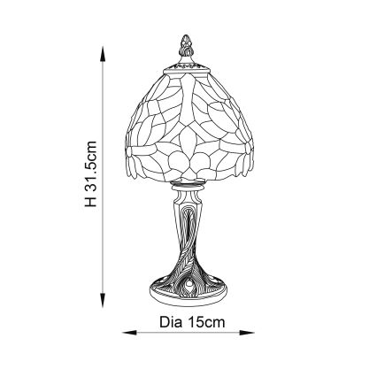 Endon 64331 - Stona lampa Tiffany SYLVETTE 1xE14/40W/230V, prečnik 15 cm