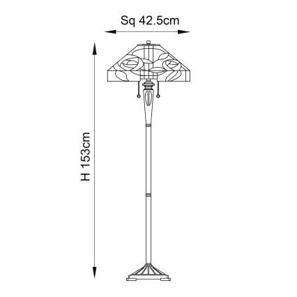 Endon 64383 - Stojeća lampa Tiffany WILLIOW 2xE27/60W/230V, prečnik 42,5 cm