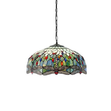 Endon 66148 - Luster na lancu Tiffany DRAGONFLY 3xE27/60W/230V prečnik 50 cm
