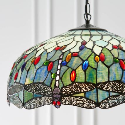 Endon 66148 - Luster na lancu Tiffany DRAGONFLY 3xE27/60W/230V prečnik 50 cm