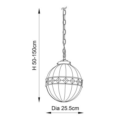 Endon 67044 - Luster na lancu Tiffany FARGO 1xE14/40W/230V prečnik 25,5 cm