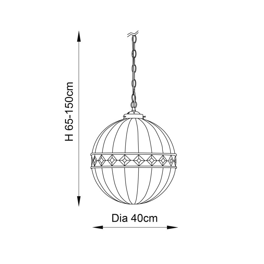 Endon 67045 - Luster na lancu Tiffany FARGO 1xE27/60W/230V prečnika 40 cm