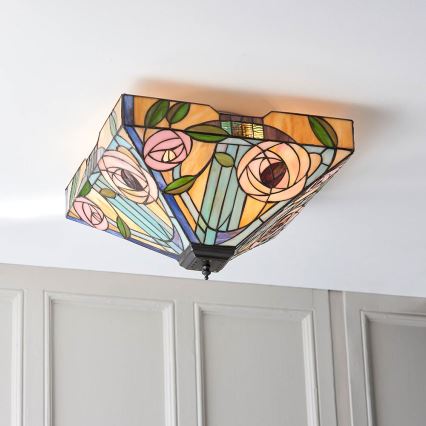 Endon 70698 - Tiffany WILLOW stropna svetiljka 2xE27/60W/230V