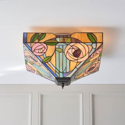 Endon 70698 - Tiffany WILLOW stropna svetiljka 2xE27/60W/230V