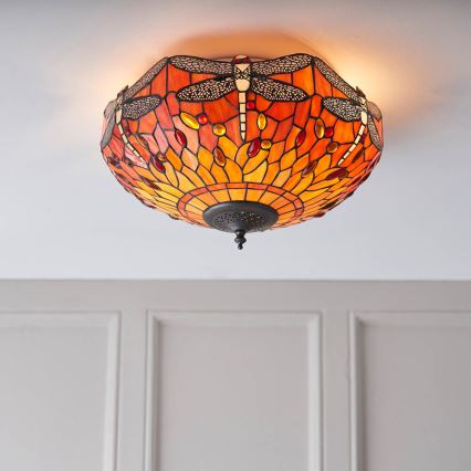 Endon 70721 - Plafonsko svetlo Tiffany DRAGONFLY 2xE27/60W/230V prečnik 41 cm