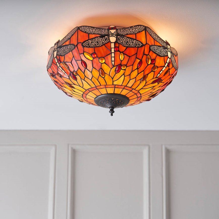 Endon 70721 - Plafonsko svetlo Tiffany DRAGONFLY 2xE27/60W/230V prečnik 41 cm