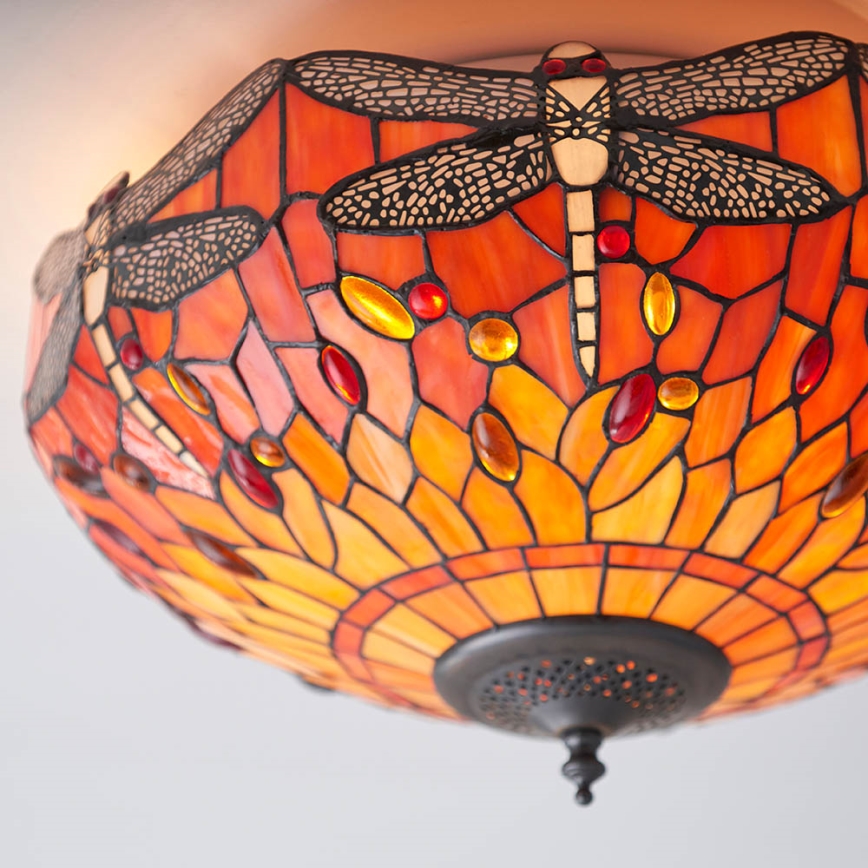 Endon 70721 - Plafonsko svetlo Tiffany DRAGONFLY 2xE27/60W/230V prečnik 41 cm