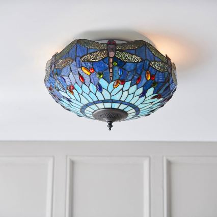 Endon 70722 - Plafonsko svetlo Tiffany DRAGONFLY 2xE27/60W/230V prečnik 41 cm