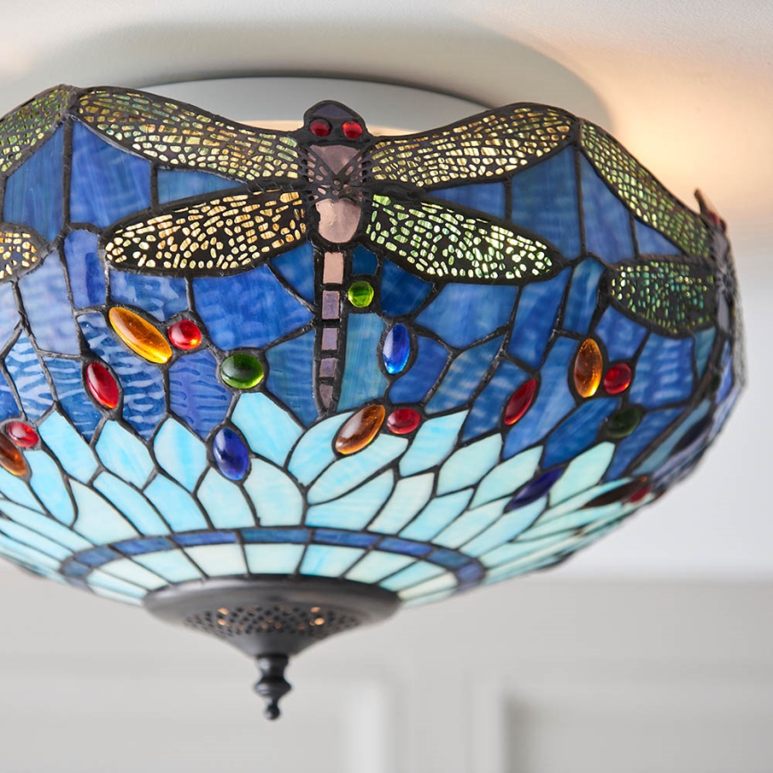 Endon 70722 - Plafonsko svetlo Tiffany DRAGONFLY 2xE27/60W/230V prečnik 41 cm